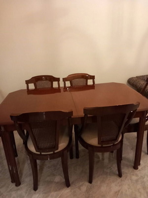 Dining set with extendable table 1.50m x 0.80m and 6 chairs