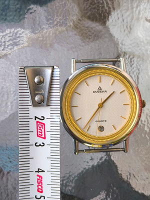 Dugena Quartz ανδρικό ρολόι χειρός με ημερομηνία και χρυσές λεπτομέρειες