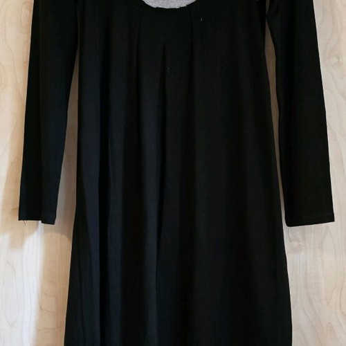 Long-sleeve mini dress black/grey with decorative beads