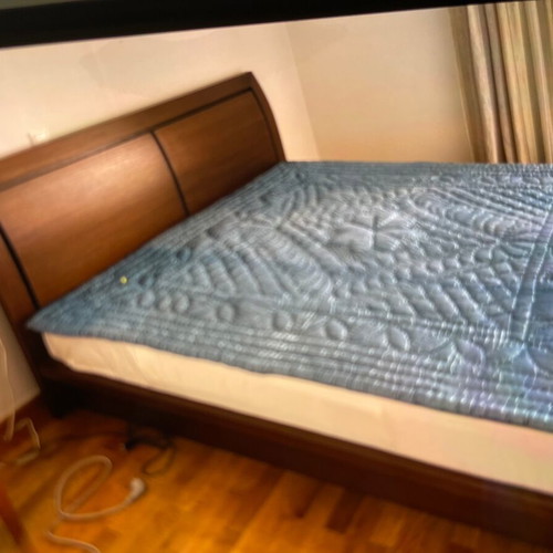 Double bed frame made of solid wood 210 x 180 cm with mattress