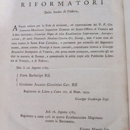Antique book from 1785 used, written in Latin