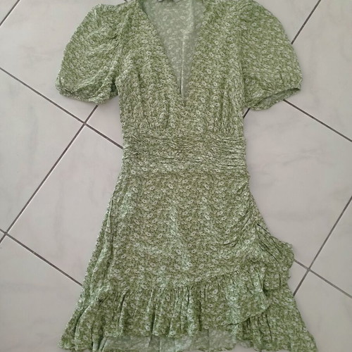 Stradivarius summer dress like new, white and green, size S