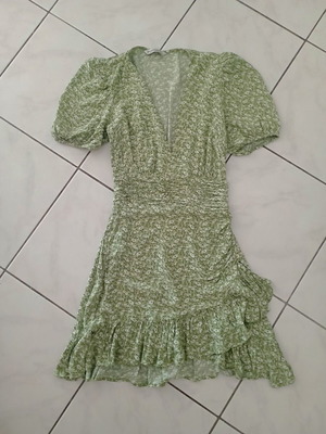 Stradivarius summer dress like new, white and green, size S