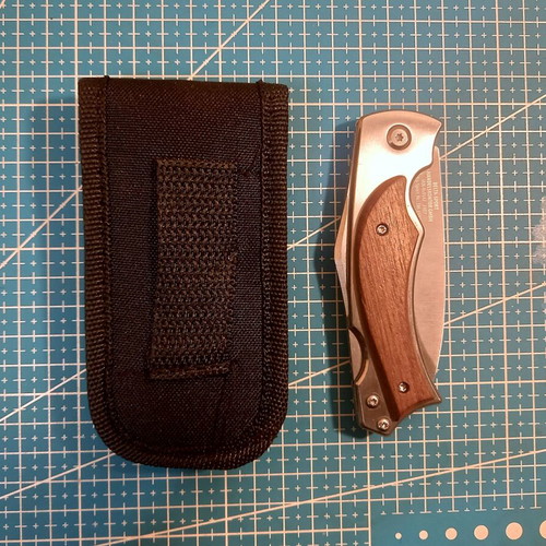Crivit Delta-Sport folding knife like new with wooden handle and sheath