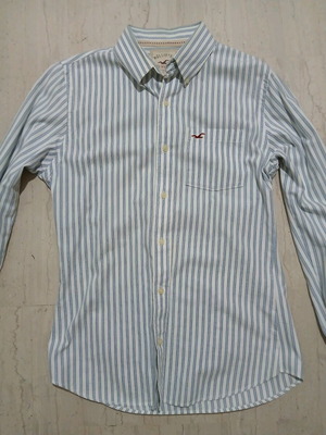 Hollister men's shirt used, white with blue stripes, size XL