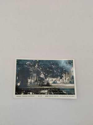Black and white postcard Pelion Portaria square used