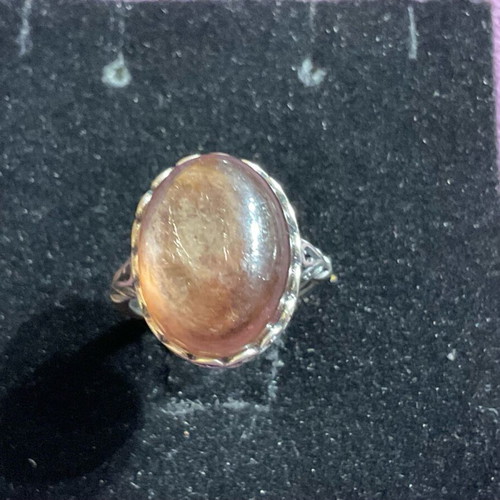 Silver ring one size with authentic Lepidolite stone