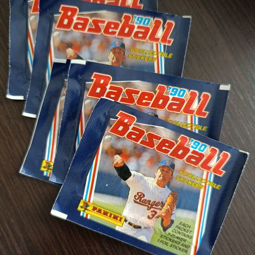 Panini baseball 90 sticker packs used, set of 5 sealed