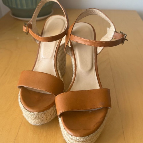 KEM espadrille wedge sandals size 38, like new, brown