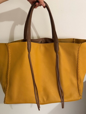 Callista grained leather tote large size used, yellow