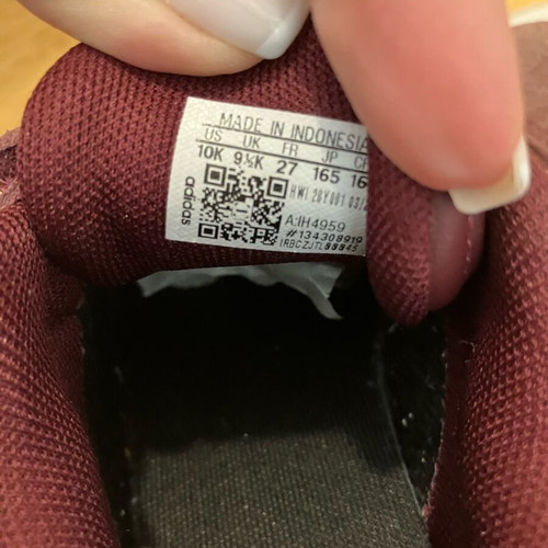 Adidas burgundy sneakers used, size 27