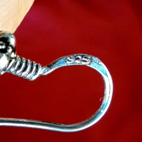 925 Sterling Silver Moonstone Spiral Earrings like new, beige