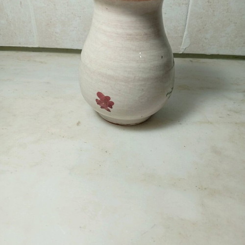 Ceramic vase used with hand-painted flowers handmade