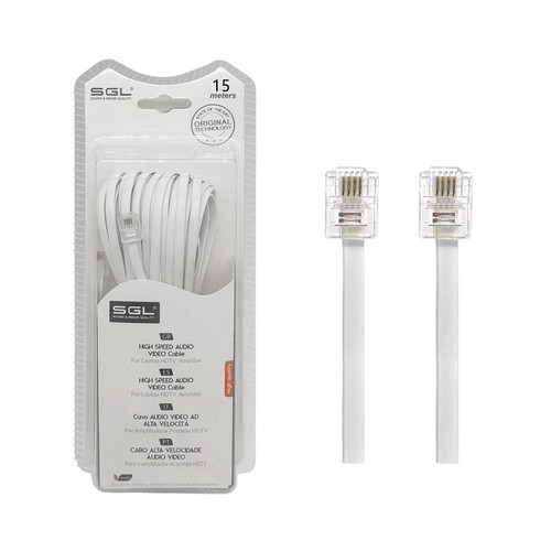 Flat Telephone Line Cable 15m new, beige