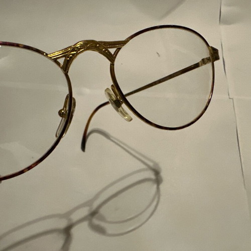 Vintage metal K&B 70392 eyeglasses new, gold frame with tortoiseshell details