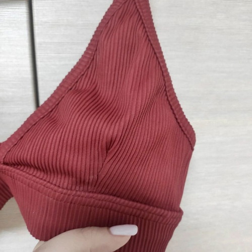 Decoro bikini set ribbed high waist swimwear new, wine red