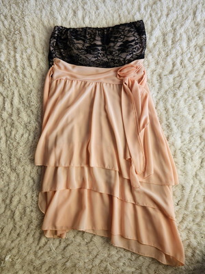 Strapless summer dress like new, soft pink and black, size S