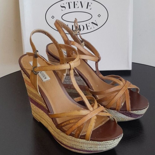 Steve Madden women's platform espadrille sandals size 39 used, tan