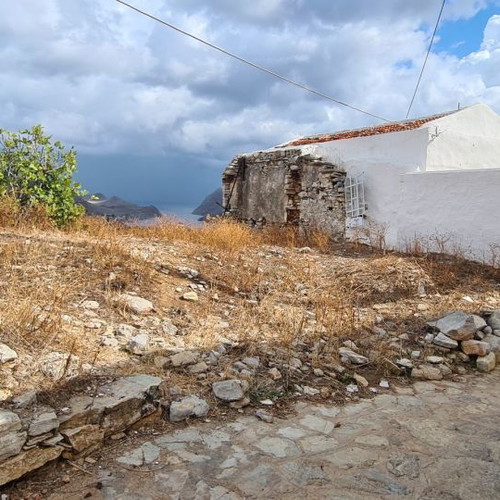 Two-Story Roofless Ruined House 92 m² in Symi with View