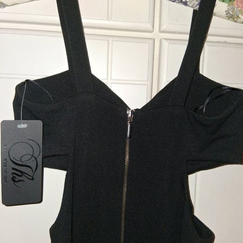 Black dress new, short with wide straps and side cutouts