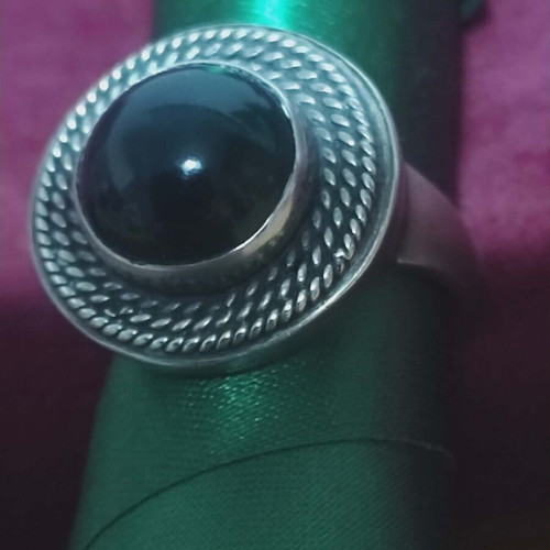 Silver ring 925 with green mineral stone, like new, size 20