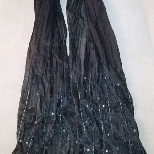 Satin hand bag like new, black with free scarf