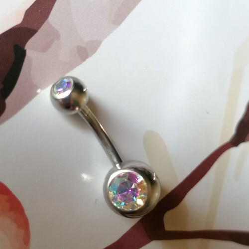 Navel piercing new surgical steel with iridescent zircon