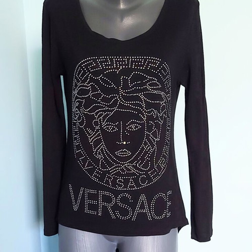 EGN fashion tunic with decorations, black, lace back, long sleeves
