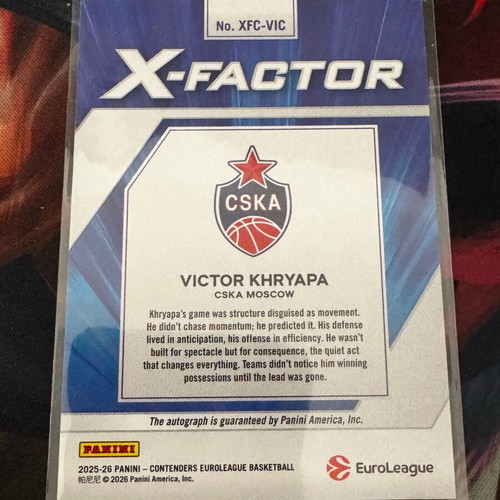 2025-26 Panini Contenders Euroleague Victor Khryapa X-Factor Auto /99