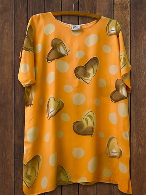 Pages short-sleeve blouse used, summer, orange and brown