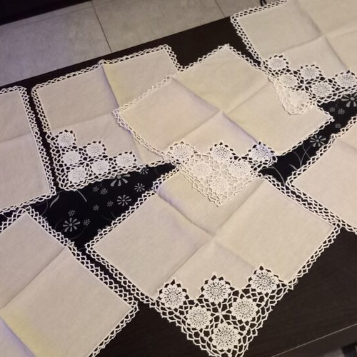 Beige handmade table napkins set of 7 like new