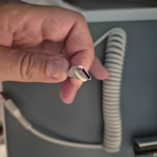 USB Type C to USB A spiral charging cable, 2m