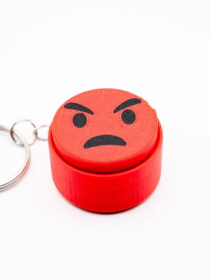 3D Printed Clicker Keychain Angry Face new, red and black