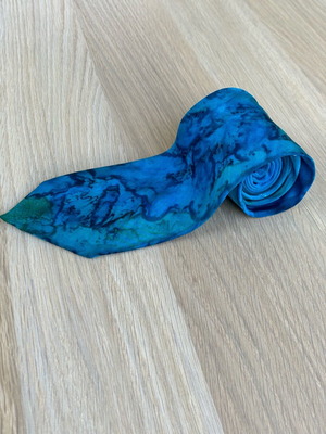 Handmade tie new from 100% pure silk in blue and turquoise shades