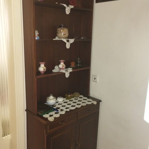 Classic Walnut Hall Cabinet with Shelves and Cupboards used