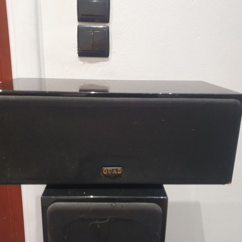 Quad floor speakers set 5 pieces and subwoofer 80w like new, pianoblack