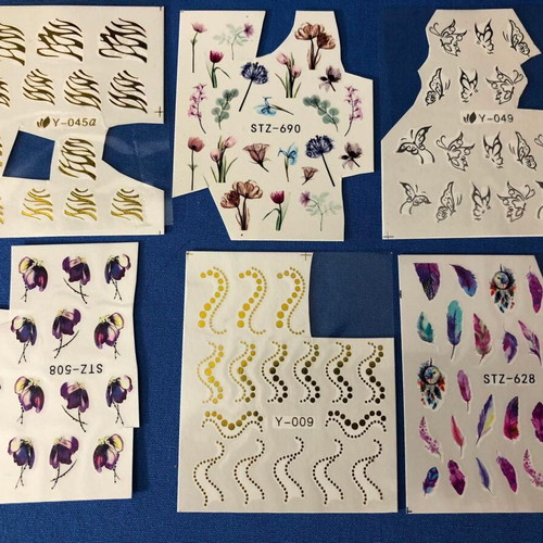 Water Nail Stickers Set of 6 used, full nail