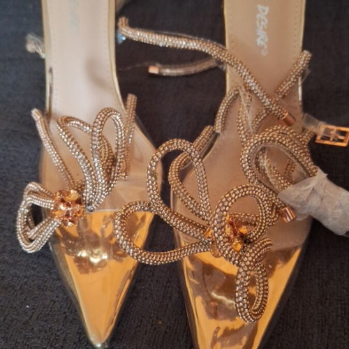 Slippers new with strap defect, size 41, gold