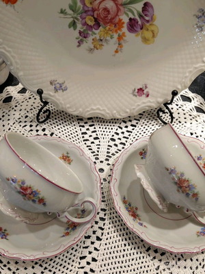 Vintage teacup set used with floral pattern
