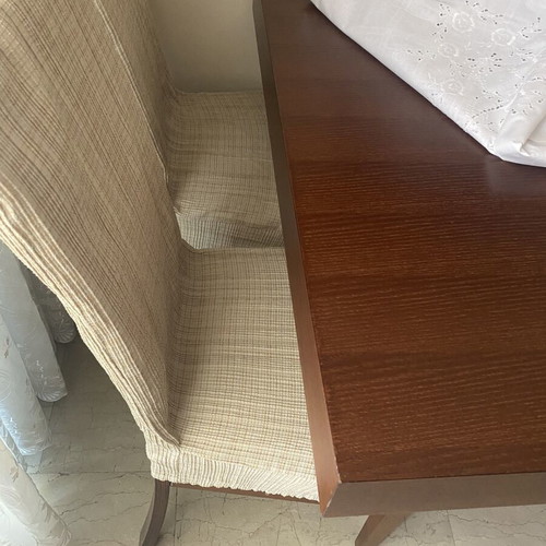 Extendable dining table with 4 chairs, 120x110 cm