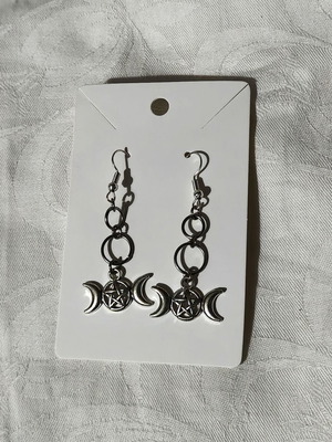 Witchy earrings with Hecate's symbol and stainless steel hooks