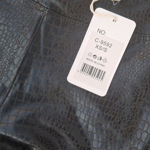 Black women's leggings XS/S with croco effect, vintage-inspired