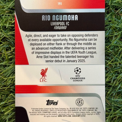 Topps Uefa Club Competitions 25/26 Rio Ngumoha Rookie card new