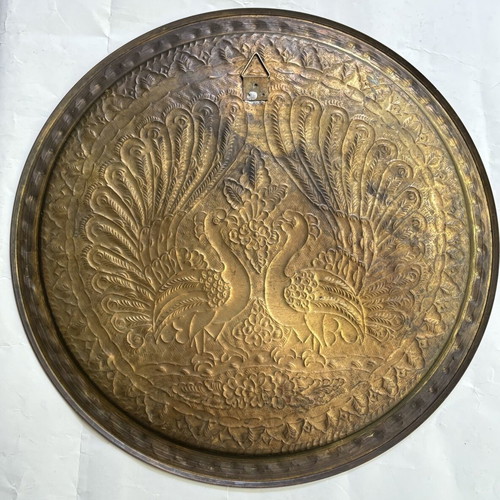 Old copper tray, diameter 39 cm