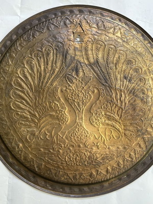 Old copper tray, diameter 39 cm