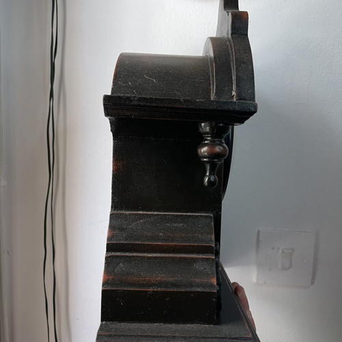 Wooden vintage table clock used, functional quartz