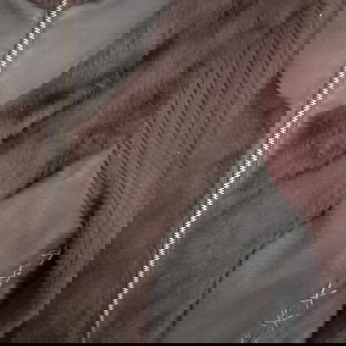 Дамско кафяво сако като ново с естествена кожа и заешка кожа