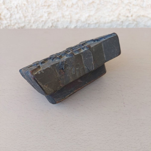 Vintage wooden carved fabric printing stamp used