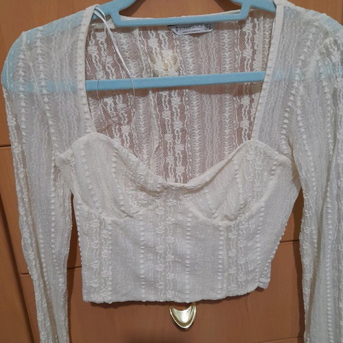 Stradivarius lace blouse beige color size M new