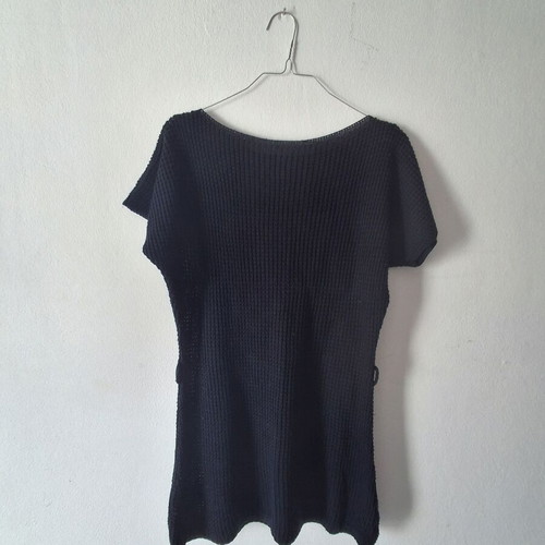 Blue short sleeve knit mini dress tunic, new, one size